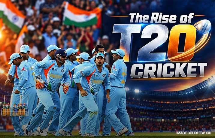 History and rise of T20 cricket, featuring explosive batting and the evolution of the shortest inter