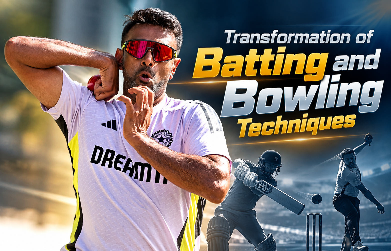 Evolution of cricket batting and bowling techniques from traditional cricket to modern-day cricket.